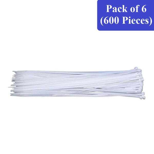 QualGear 14-Inch Self-Locking Cable Ties White, NAAV-CT6-W-100-P-6PK, 6 Packs (600 Pieces)