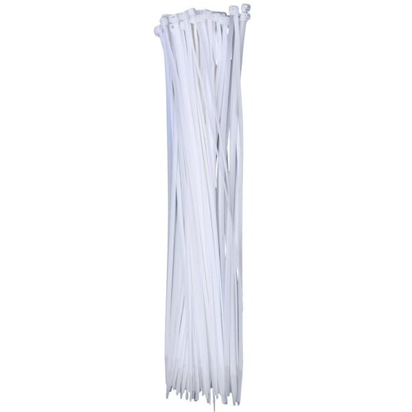 QualGear CT6-W-100-P 14-Inch Self-Locking Cable Ties - White (Pack of 100)