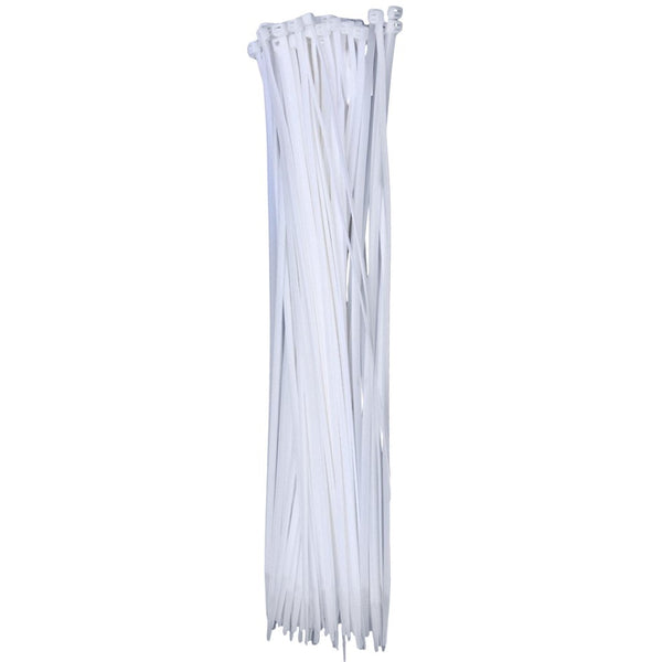 OPEN BOX- QualGear CT6-W-100-P 14-Inch Self-Locking Cable Ties - White (Pack of 100)