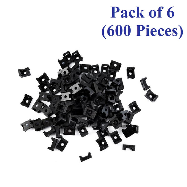 QualGear® NAAV-CM1-B-100-P-6PK Cable Tie Mount, Black, Pack of 6 (600 Pieces)