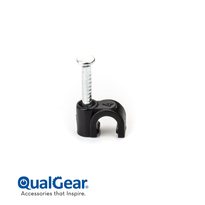 OPEN BOX- QualGear 4mm Cable Clips, Black, 100 Pack, CC4-B-100-P