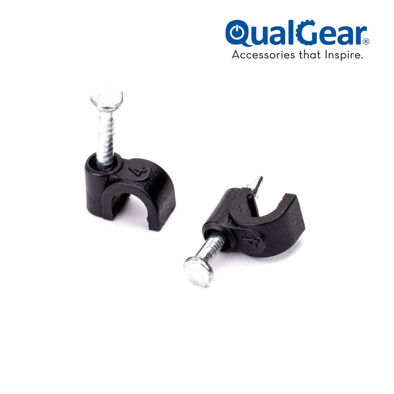 OPEN BOX- QualGear 4mm Cable Clips, Black, 100 Pack, CC4-B-100-P