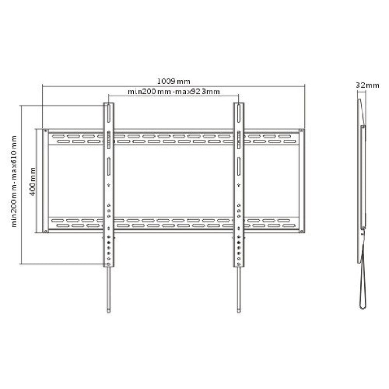 QualGear Heavy Duty Fixed TV Wall Mount For 60-100 Inch Flat Panel and Curved TVs, Black [UL Listed] Bundle with 6 Feet HDMI Premium Certified 2.0 cable and 5 Pcs Self-Gripping Cable Ties