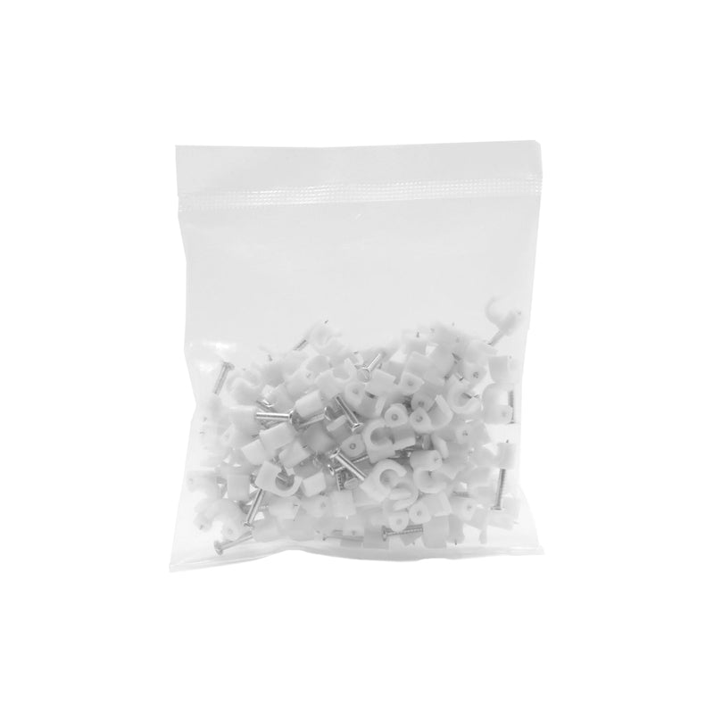 OPEN BOX- QualGear 4mm Cable Clips, White, 100 Pack, CC4-W-100-P