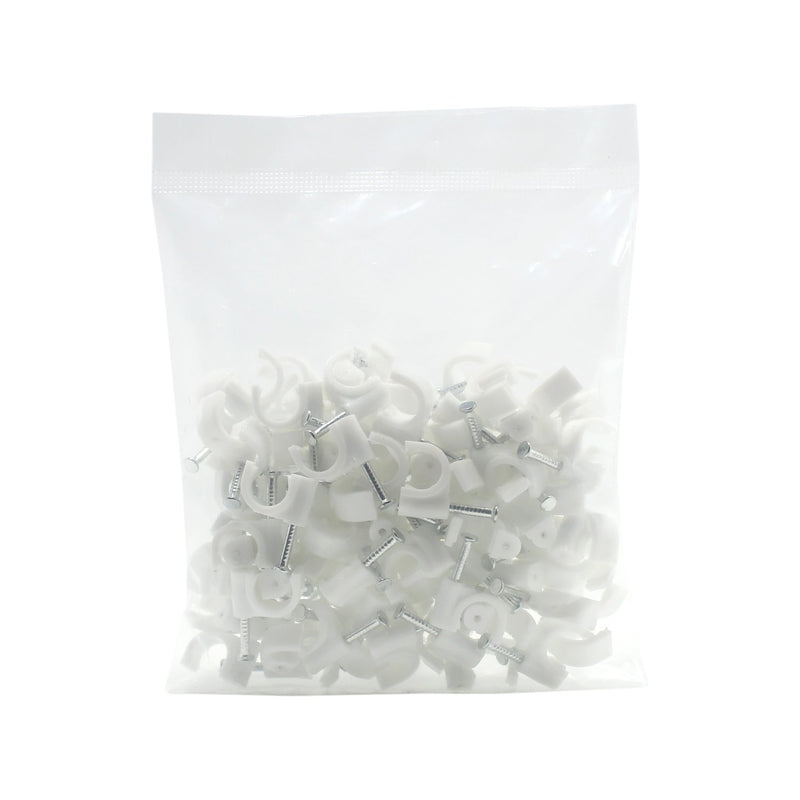 QualGear 8mm Cable Clips NAAV-CC8-W-100-P-6PK, White, 6 Packs (600 Pieces)