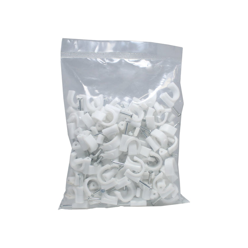 QualGear 10mm Cable Clips NAAV-CC10-W-100-P-6PK, White, 6 Packs (600 Pieces)