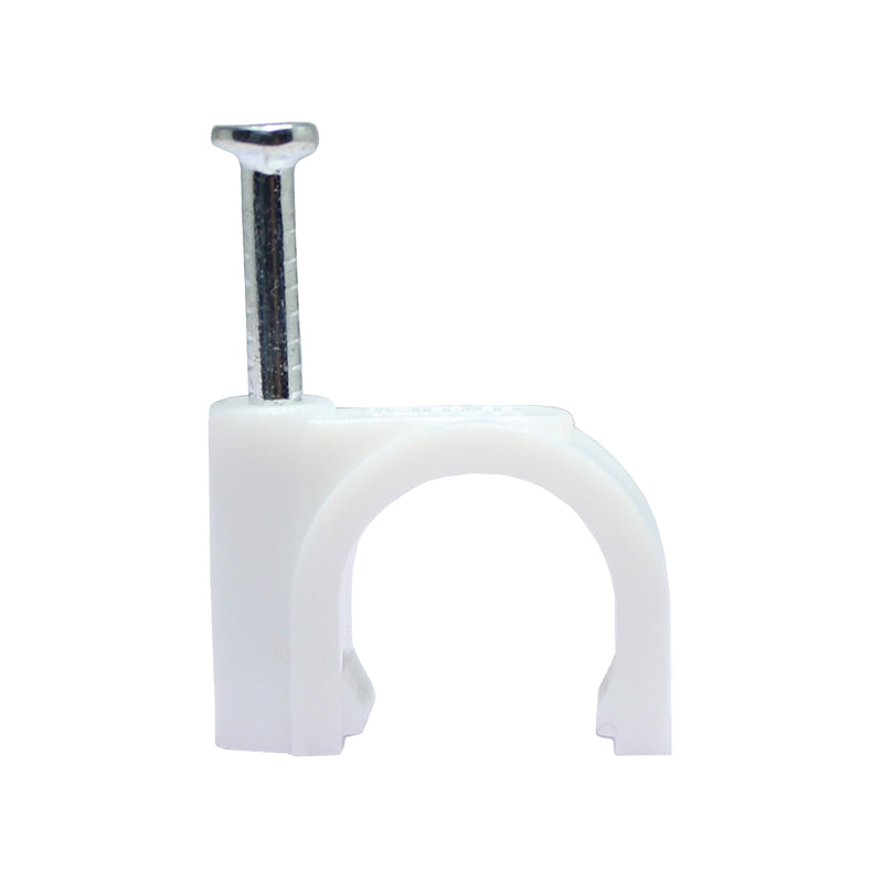QualGear 10mm Cable Clips, White, 100 Pack, CC10-W-100-P