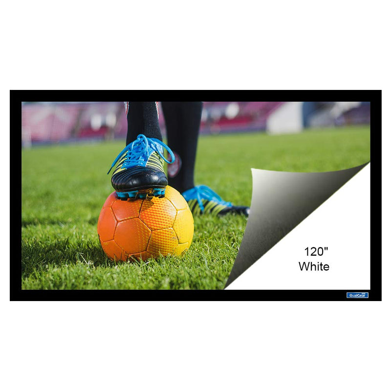QualGear® QG-PS-FF6-169-120-W 16:9 Fixed Frame Projector Screen, 120-Inch, 4K HD Ultra White 1.2 Gain