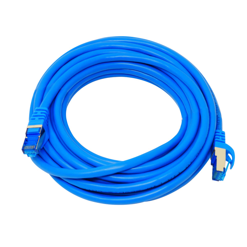 QualGear QG-CAT7R-20FT-BLU CAT 7 S/FTP Ethernet Cable Length 20 feet - 26 AWG, 10 Gbps, Gold Plated Contacts, RJ45, 99.99% OFC Copper, Color Blue