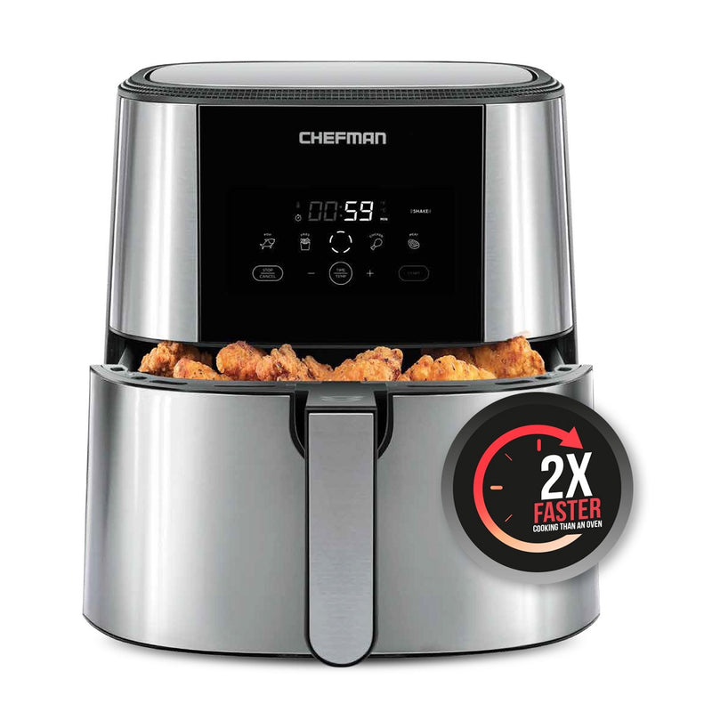 Chefman TurboFry Stainless Steel Digital Touchscreen XL Air Fryer RJ38-SQSS, Dishwasher Safe Basket, 8 Qt (Refurbished)