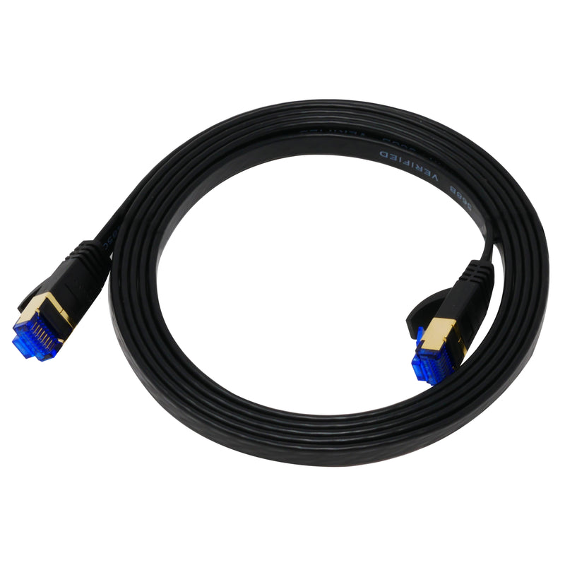 QualGear QG-CAT7F-6FT-BLK CAT 7 S/FTP Ethernet Cable Length 6 feet - 26 AWG, 10 Gbps, Gold Plated Contacts, RJ45, 99.99% OFC Copper, Color Black