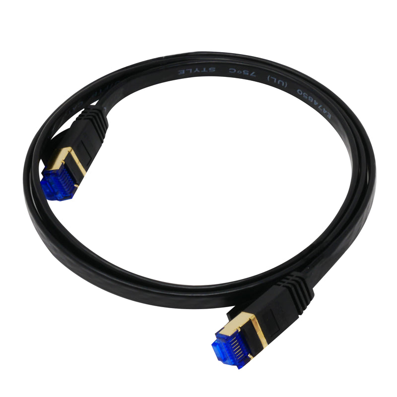QualGear QG-CAT7F-3FT-BLK CAT 7 S/FTP Ethernet Cable Length 3 feet - 26 AWG, 10 Gbps, Gold Plated Contacts, RJ45, 99.99% OFC Copper, Color Black
