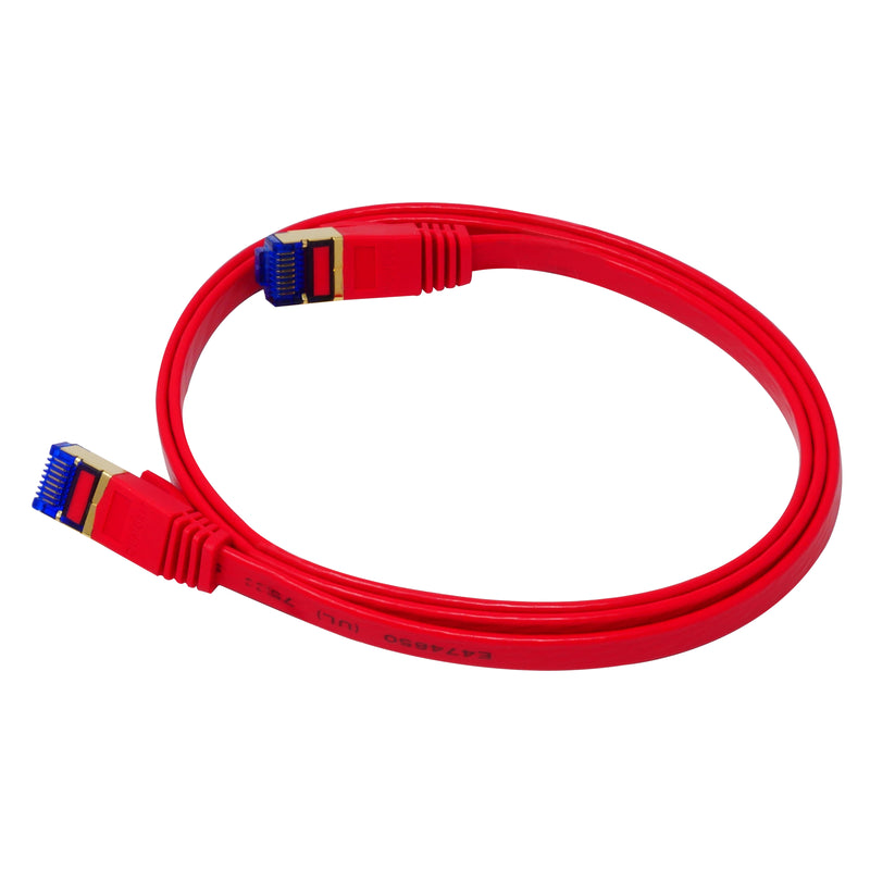 QualGear QG-CAT7F-3FT-RED CAT 7 S/FTP Ethernet Cable Length 3 feet - 26 AWG, 10 Gbps, Gold Plated Contacts, RJ45, 99.99% OFC Copper, Color Red
