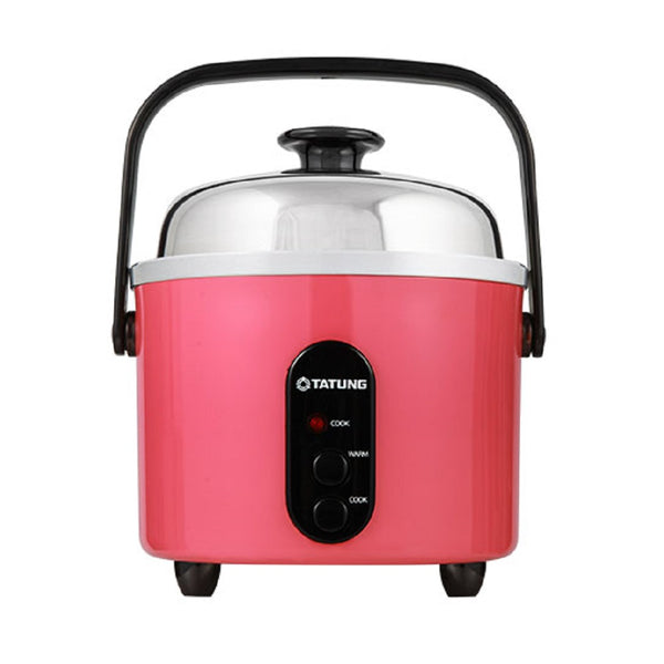 TATUNG Indirect Multi-Functional Mini Rice Cooker, Steamer and Warmer, Peach Red, 3-Cup uncooked