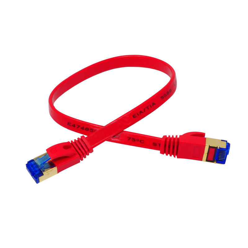 QualGear QG-CAT7F-1FT-RED CAT 7 S/FTP Ethernet Cable Length 1 feet - 26 AWG, 10 Gbps, Gold Plated Contacts, RJ45, 99.99% OFC Copper, Color Red