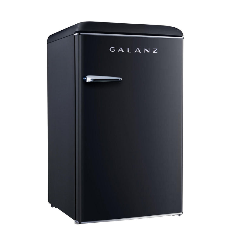 Galanz GLR35BKER Retro 3.5-cu ft Retro Mini Refrigerator Single Door Fridge with Freezer Compartment in Black (Open Box)