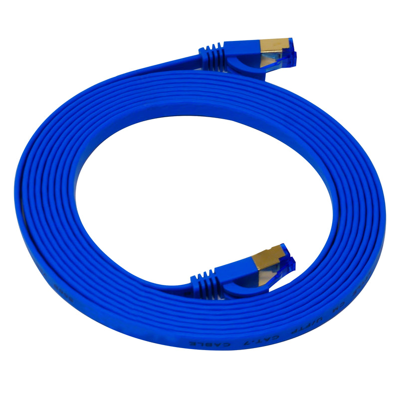 QualGear QG-CAT7F-6FT-BLU CAT 7 S/FTP Ethernet Cable Length 6 feet - 26 AWG, 10 Gbps, Gold Plated Contacts, RJ45, 99.99% OFC Copper, Color Blue