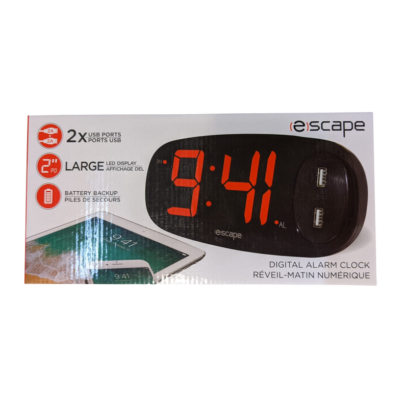 Digital Alarm Clock With 2 X USB Charging Ports Black