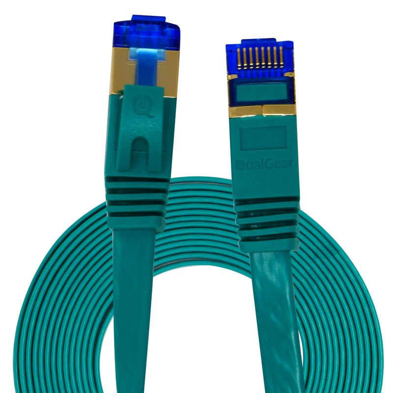 QualGear QG-CAT7F-25FT-GRN CAT 7 S/FTP Ethernet Cable Length 25 feet - 26 AWG, 10 Gbps, Gold Plated Contacts, RJ45, 99.99% OFC Copper, Color Green