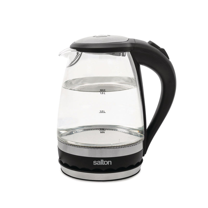 Salton Cordless Electric Compact Glass Kettle, Water Boiler and Tea Heater 1.5 L/Qt, GK1831