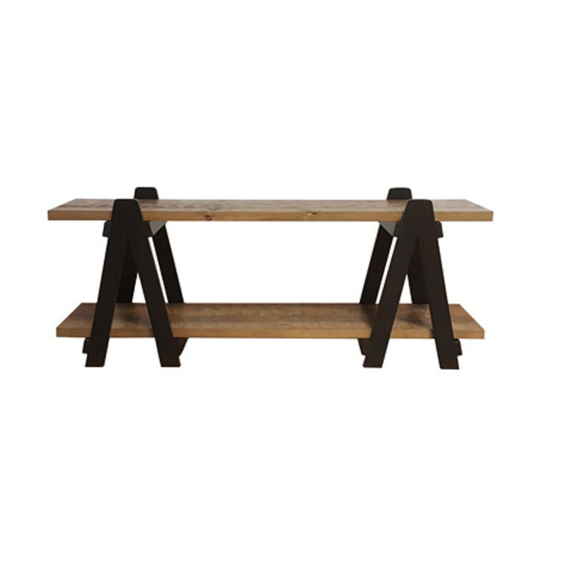 NAAV-324 Handcrafted Sawhorse Media Stand Authentic Canadian Made Rustic Pine Furniture
