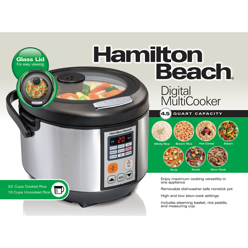 Hamilton Beach 4.5 Quart Digital 37523 Multi Cooker Rice Cooker Slow