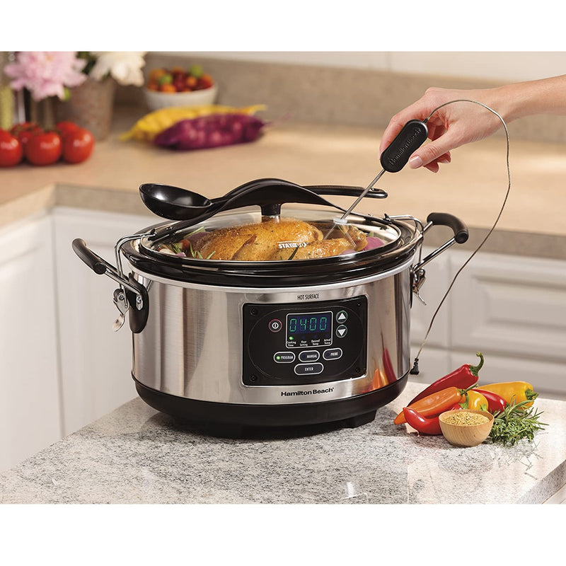 Hamilton Beach 33967C Programmable Set & Forget 6 Quart Slow Cooker With Temperature Probe