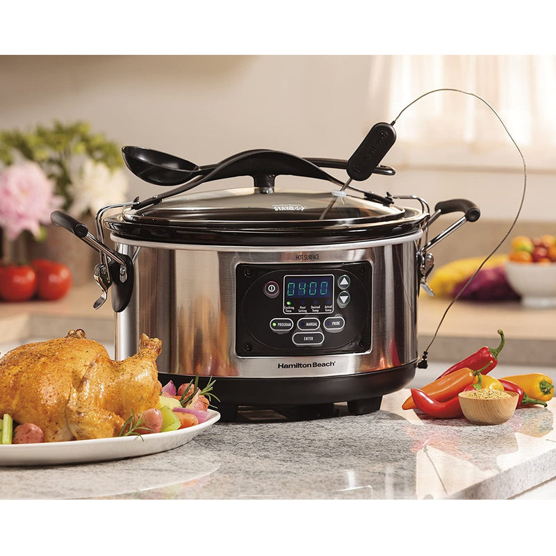 Hamilton Beach 33967C Programmable Set & Forget 6 Quart Slow Cooker With Temperature Probe