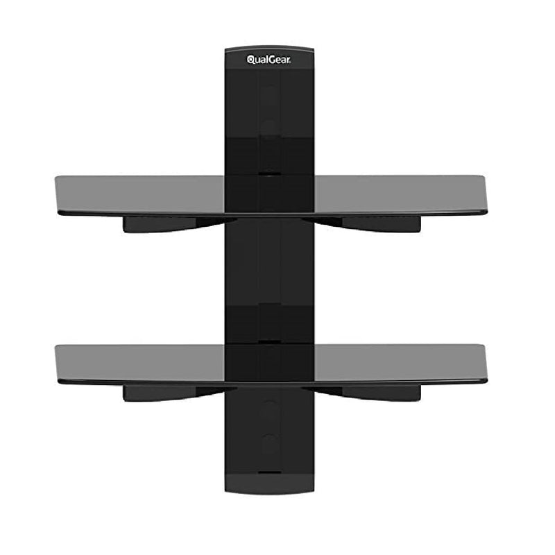 QualGear Universal Dual Shelf Wall Mount for A/V Components upto 8kgs/17.6lbs(x2) (QG-DB-002-BLK), Black Bundle with 6 Feet High Speed HDMI Premium Certified 2.0b cable