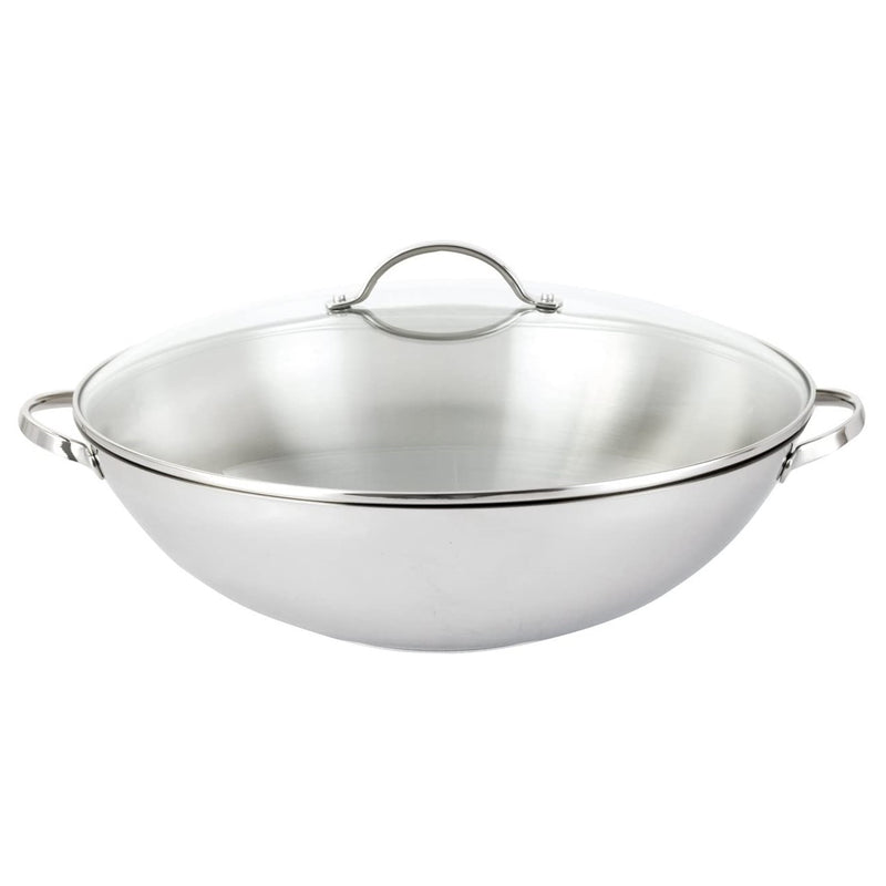 Tango Stainless Steel 32cm Wok with Tempered Glass Cover
