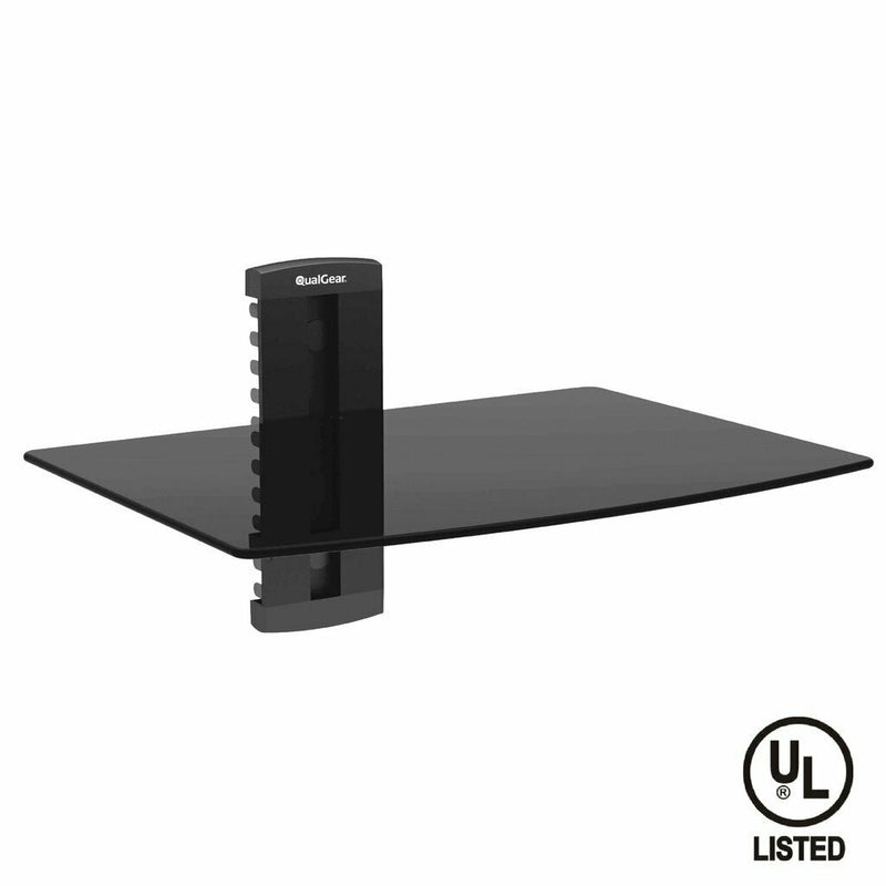 QualGear® UL Listed Universal Single Shelf Wall Mount for A/V Components, Black (QG-DB-001-BLK) with Free 3FT High-Speed HDMI 2.0 Cable