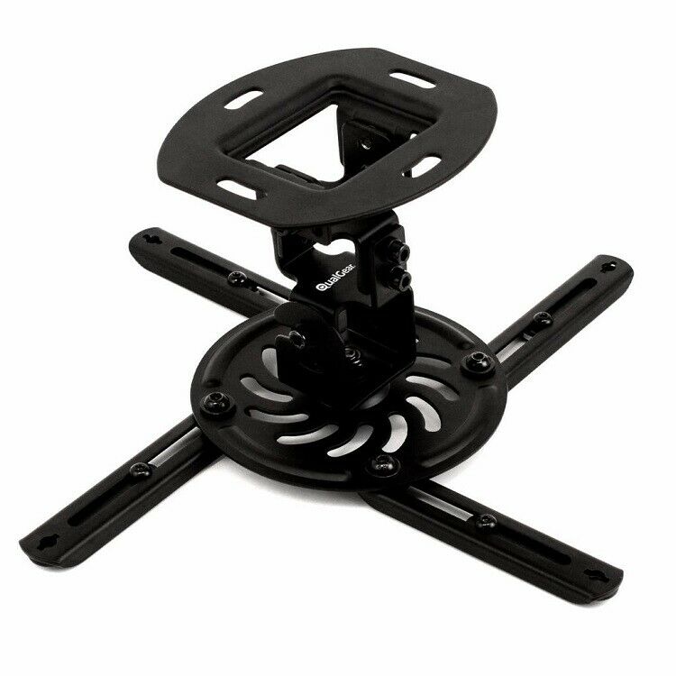 QualGear® QG-PM-002-BLK-S Top Quality Universal Short Ceiling Projector Mount with Free 3FT High-Speed HDMI 2.0 Cable