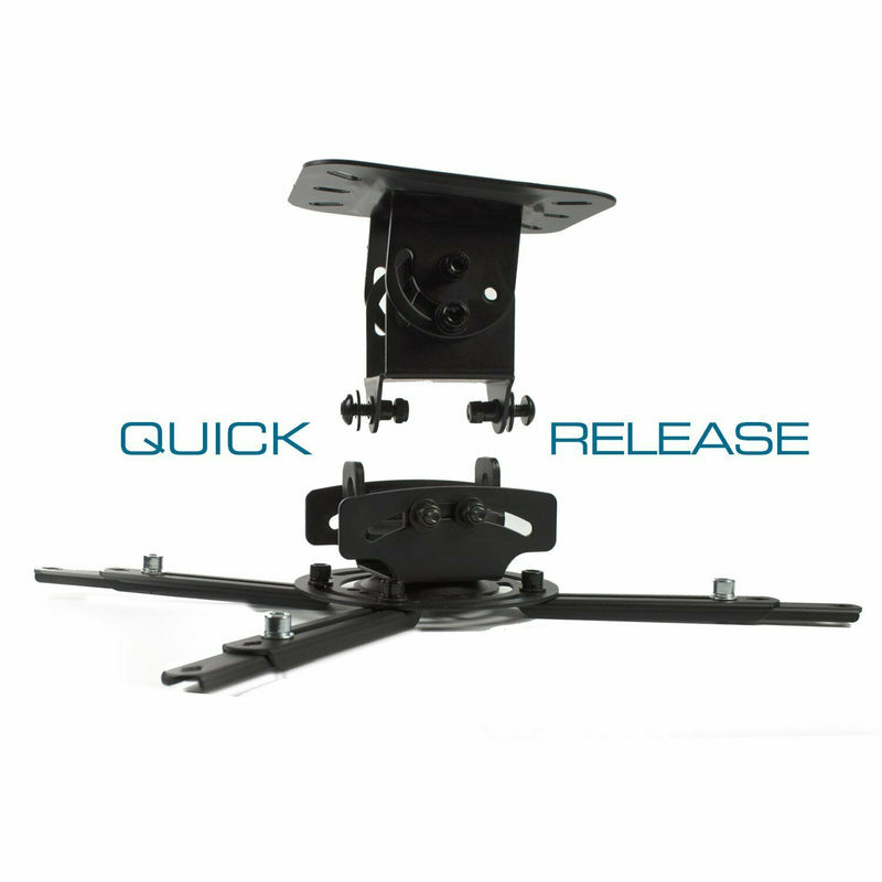 QualGear® PRB-717-BLK 6.6"-16" High Quality Universal Ceiling Projector Mount with Free 3FT High-Speed HDMI 2.0 Cable