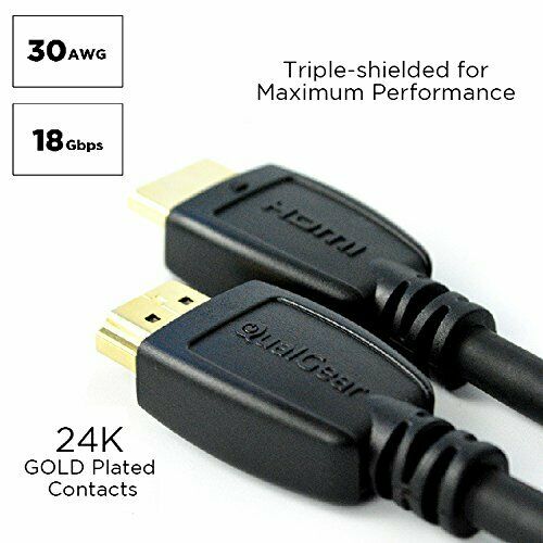 Qualgear® 6 Feet-6 Pack HDMI 2.0 cable with 24k Gold Plated Contacts, Supports 4k Ultra HD, 3D, Upto 18Gbps, Ethernet, 100% OFC (QG-CBL-HD20-6FT-6PK)