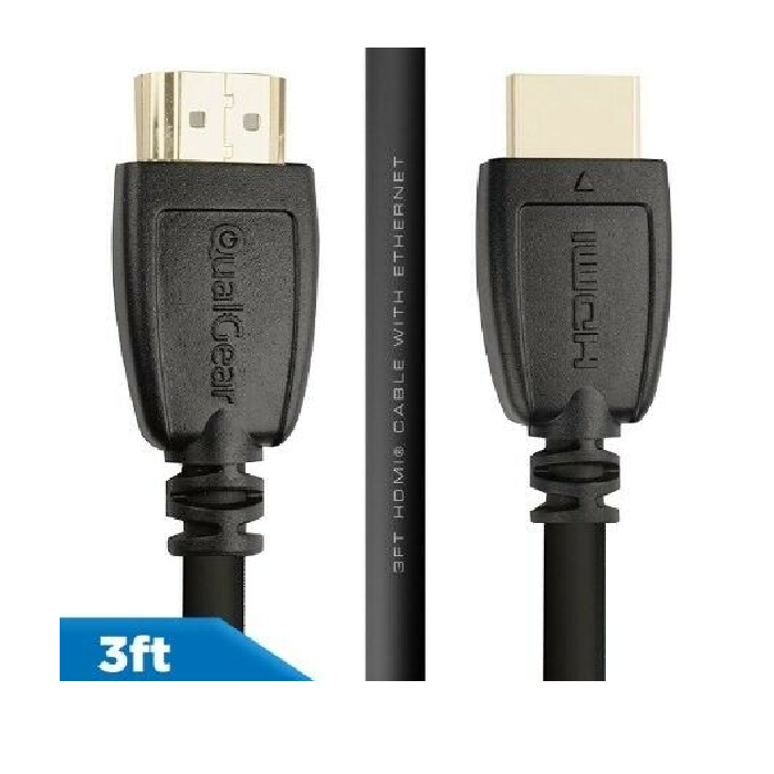 OPEN BOX- QualGear® 3 Feet HDMI 2.0 cable with 24k Gold Plated Contacts, Supports 4k Ultra HD, 3D, Upto 18Gbps, Ethernet, 100% OFC and Connects Blu-ray players, Apple TV, PS4, PS3, Xbox360, Xbox one, Computers (QG-CBL-HD20-3FT)