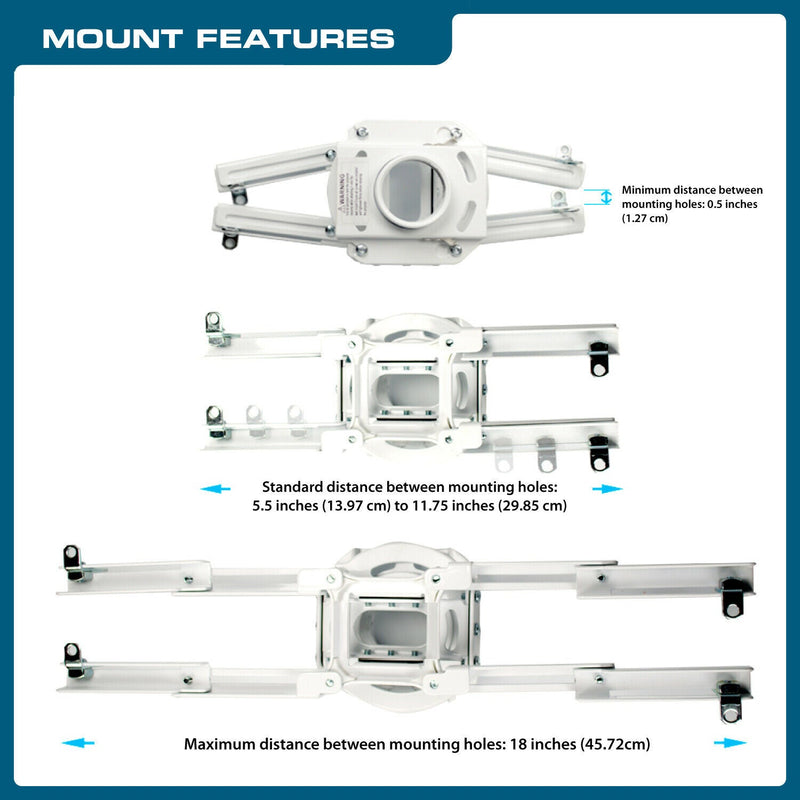 OPEN BOX- QualGear® Pro-AV QG-KIT-CA-3IN-W 3"-1.5" Joist Ceiling Adapter Projector Mount
