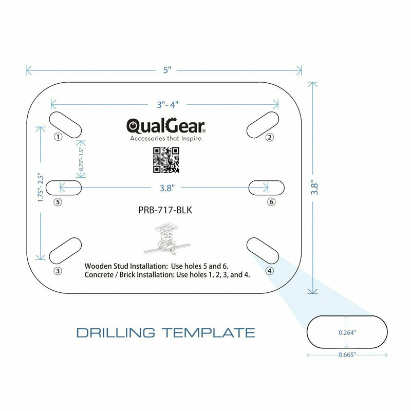 QualGear® PRB-717-BLK 6.6"-16" High Quality Universal Ceiling Projector Mount