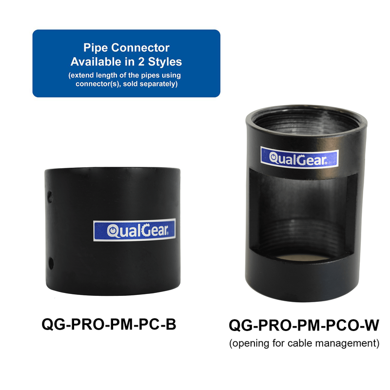 QualGear® QG-PRO-PM-PC-B Pro-AV 1.5" Npt Pipe Connector Projector Accessory
