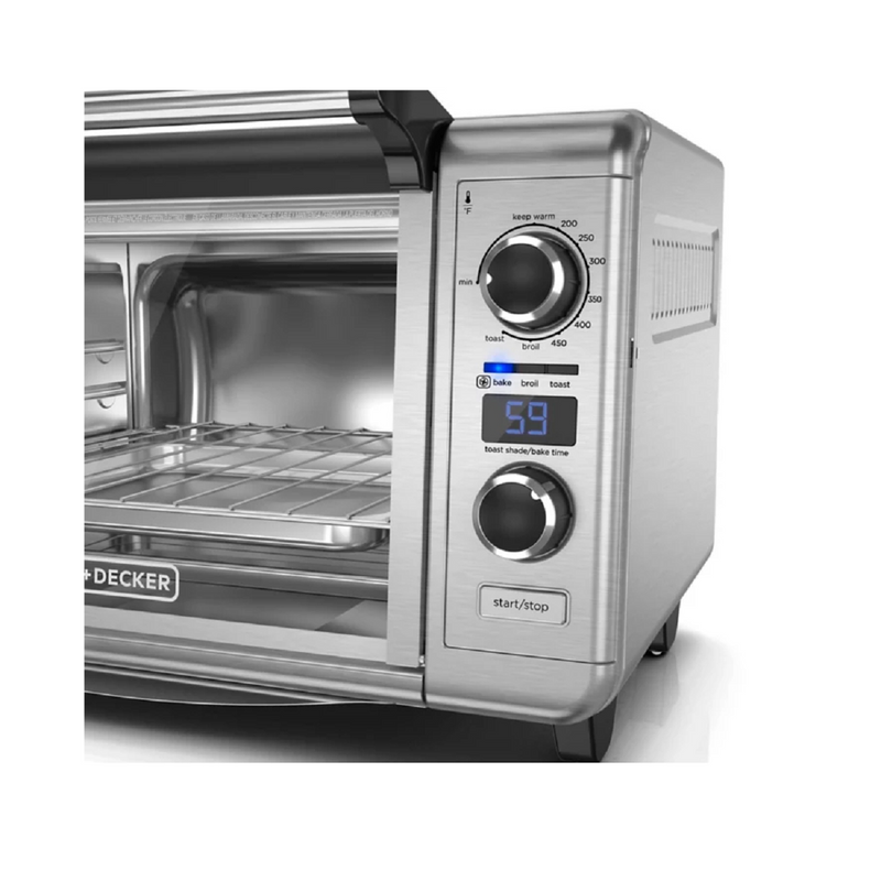 BLACK+DECKER Stainless Steel 6-Slice Digital Convection Countertop Oven, TOD3300SSC