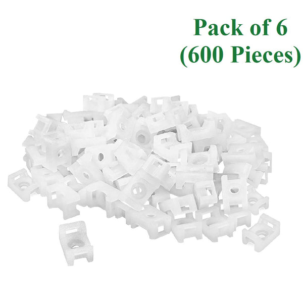 QualGear NAAV-CM2-W-100-P-6PK Cable Tie Mount, White, Pack of 6 (600 Pieces)