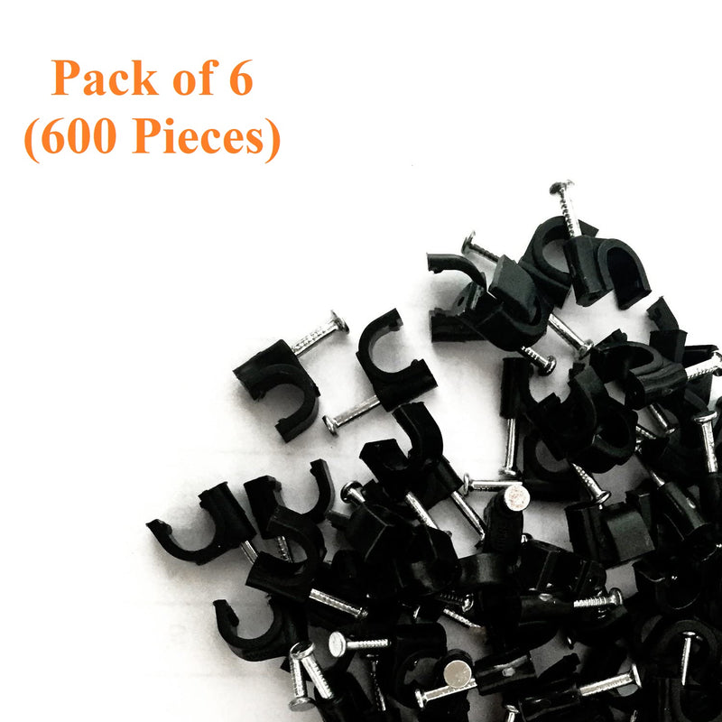 QualGear 7mm Cable Clips NAAV-CC7-B-100-P-6PK, Black, 6 Packs (600 Pieces)