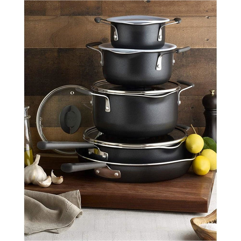 T-fal B198SA74 Stackables 10pc Non-Stick Cookware Set- "Blemished Package - Open Box NEW" with manufacturer warranty