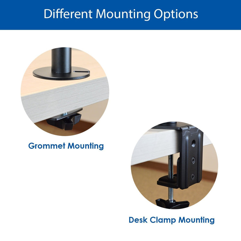 OPEN BOX- QualGear® QG-DM-02-22 13-27 Inch 3-Way Articulating Dual Monitor Desk Mount