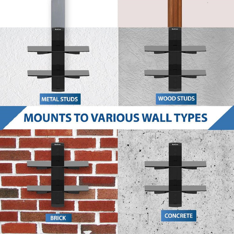 QualGear® Universal Dual Shelf Wall Mount for A/V Components upto 8kgs/17.6lbs(x2), Black (QG-DB-002-BLK)