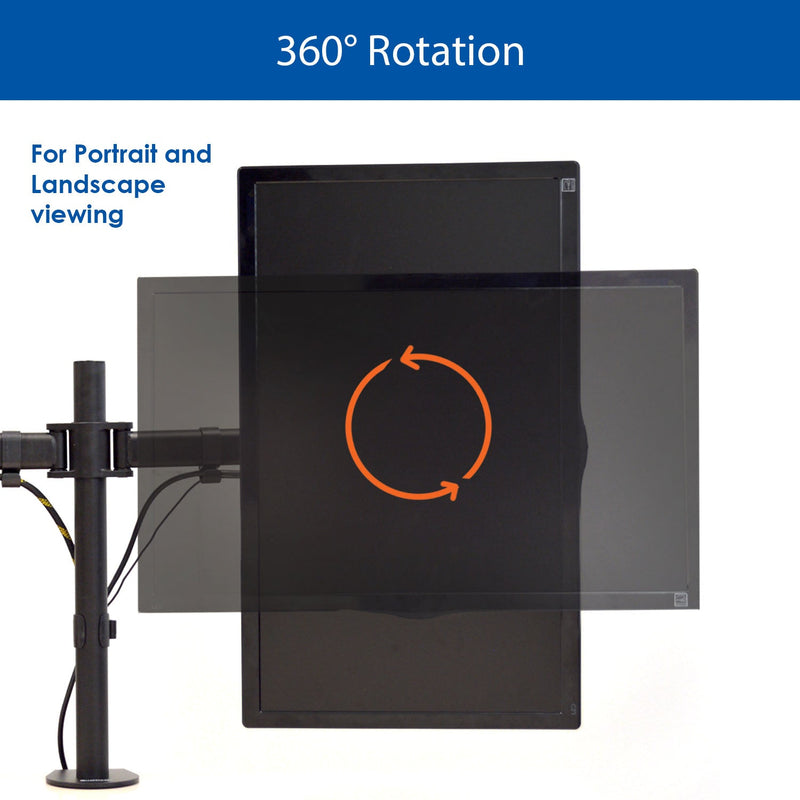 OPEN BOX- QualGear® QG-DM-02-22 13-27 Inch 3-Way Articulating Dual Monitor Desk Mount