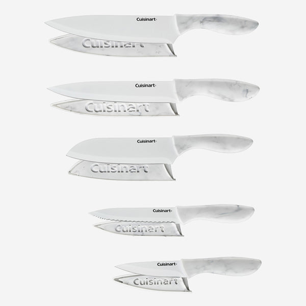Cuisinart CA-10C 10 Pc White Marble Knife Set with Blade Guards