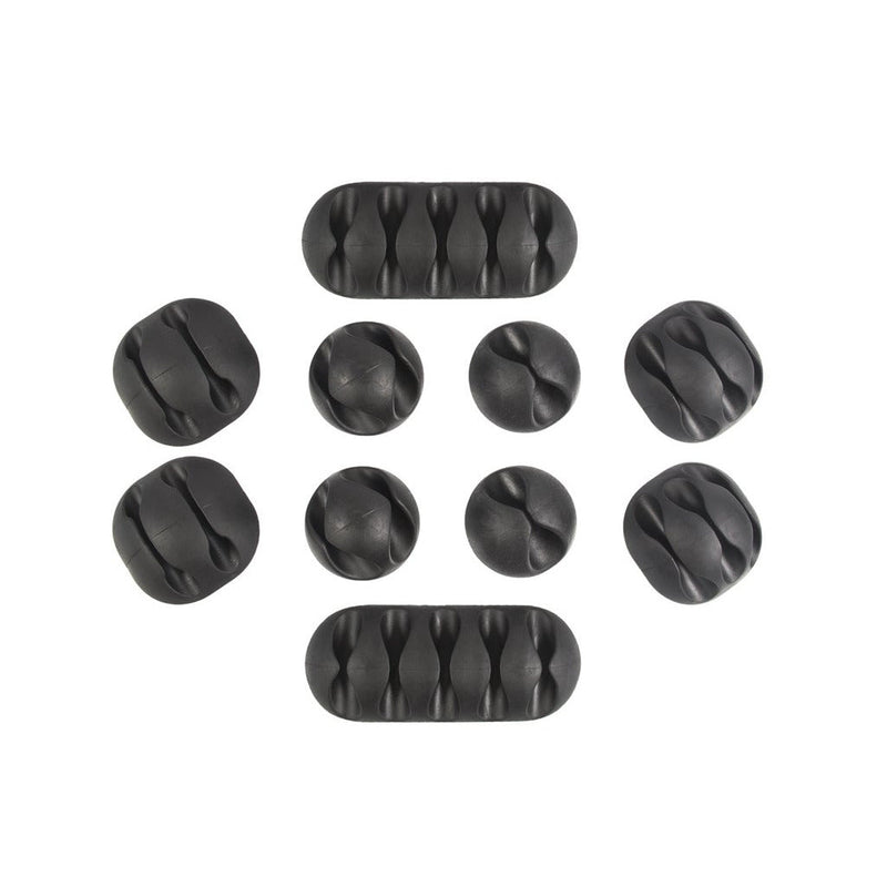 OPEN BOX- QualGear Multipurpose Cable Clips Holders, Black, 10 Pack, CCH-B-10-B