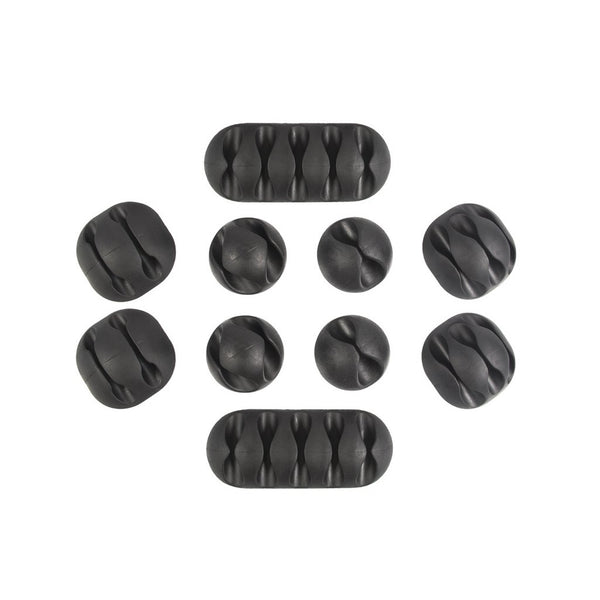 QualGear Multipurpose Cable Clips Holders, Black, 10 Pack, CCH-B-10-B