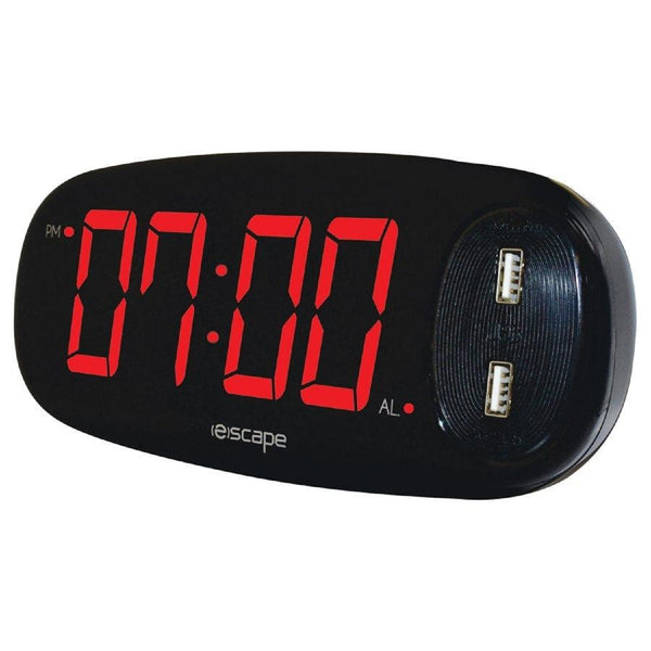 Digital Alarm Clock With 2 X USB Charging Ports Black