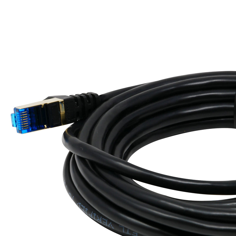 QualGear QG-CAT7R-15FT-BLK CAT 7 S/FTP Ethernet Cable Length 15 feet - 26 AWG, 10 Gbps, Gold Plated Contacts, RJ45, 99.99% OFC Copper, Color Black